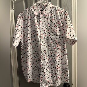 Bloc Lacque Men’s short sleeve button down collared pocket patriotic shirt LARGE